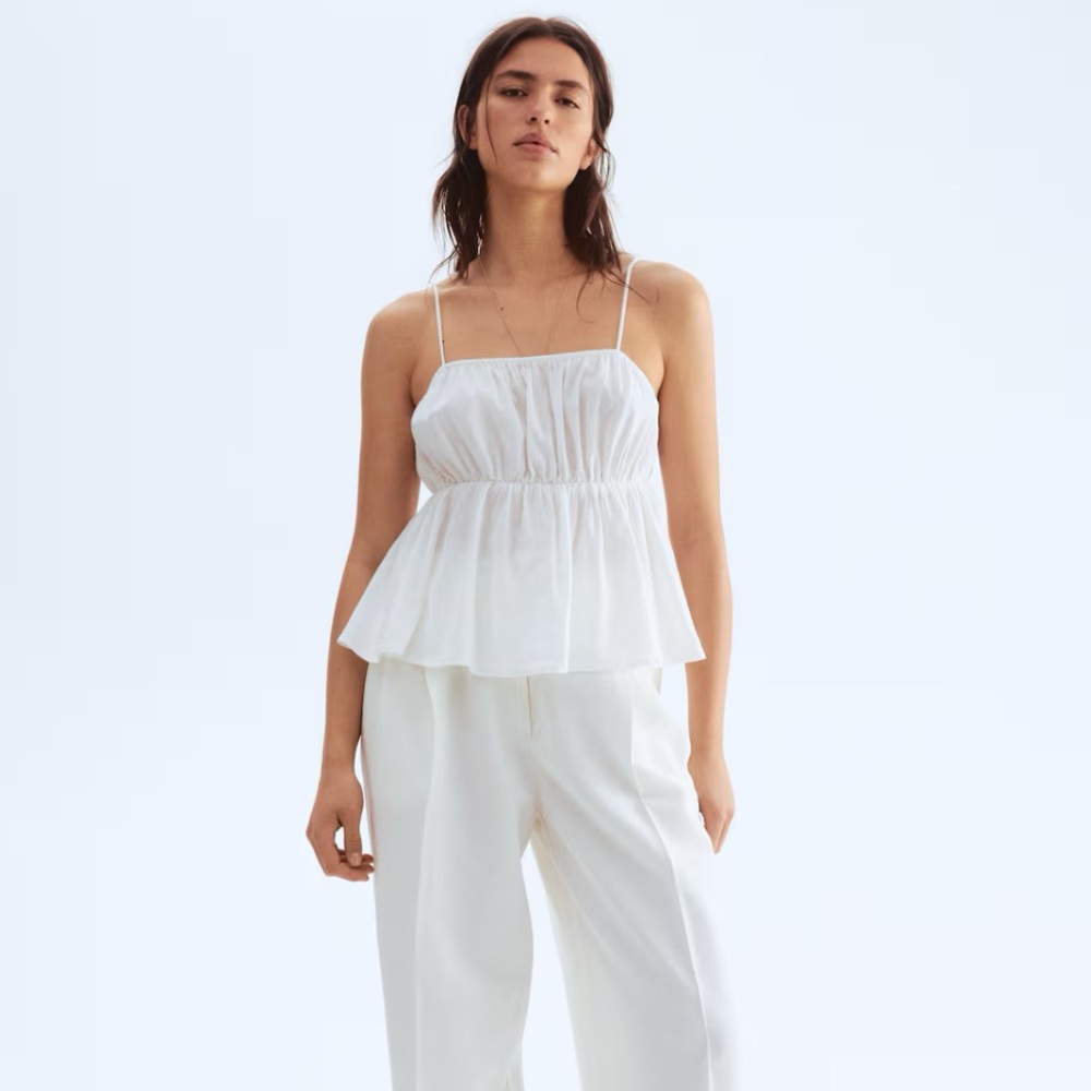 H&M Peplum Strappy Top in White Size XS